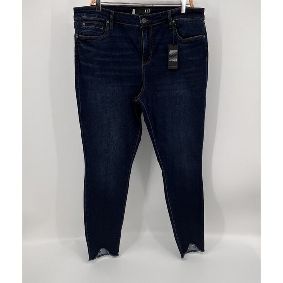 Kut From The Kloth Donna Jeans Size 18 Dark High Rise Ankle Skinny Stretch - Picture 1 of 15